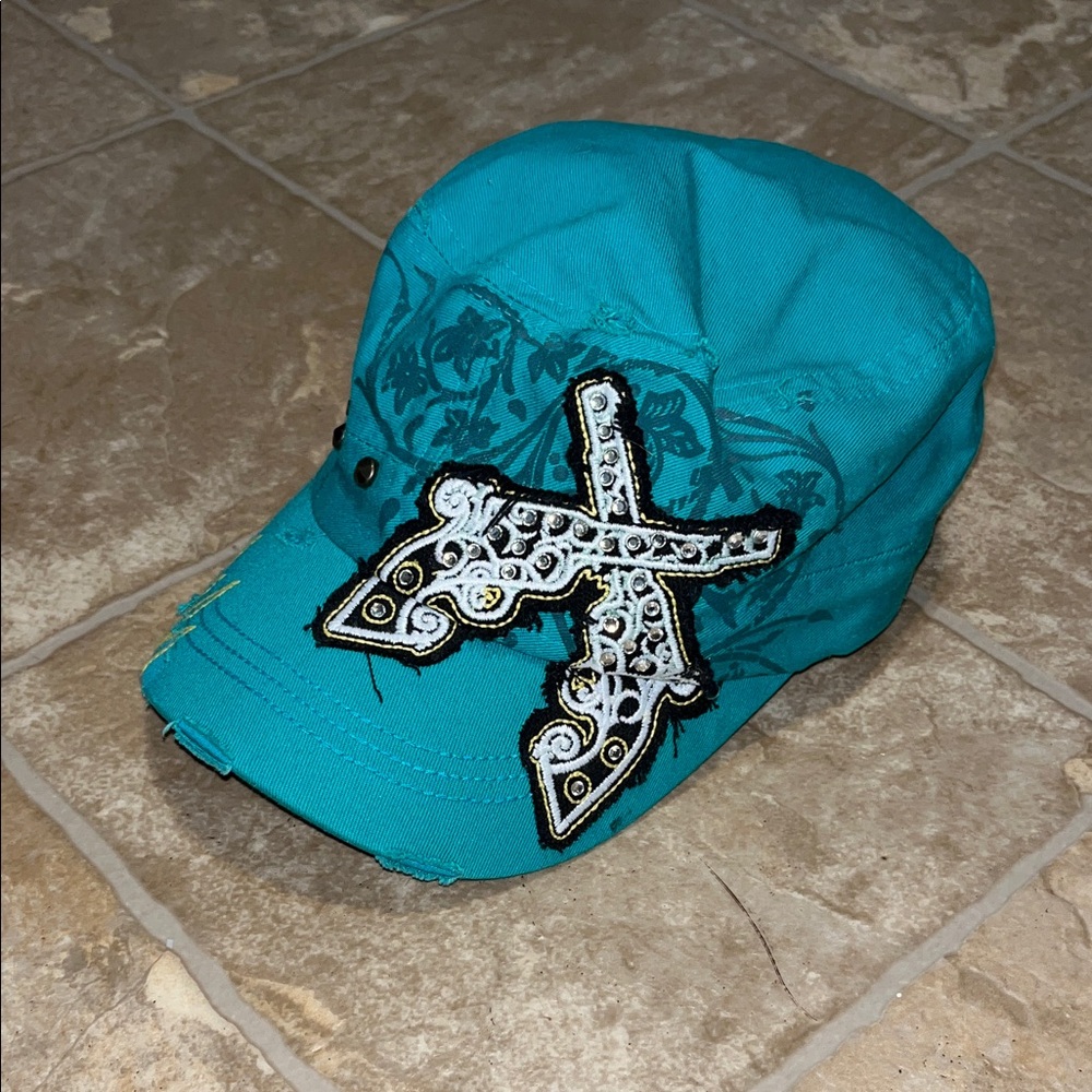 KBETHOS Teal Cap with Embroidered Cross Design